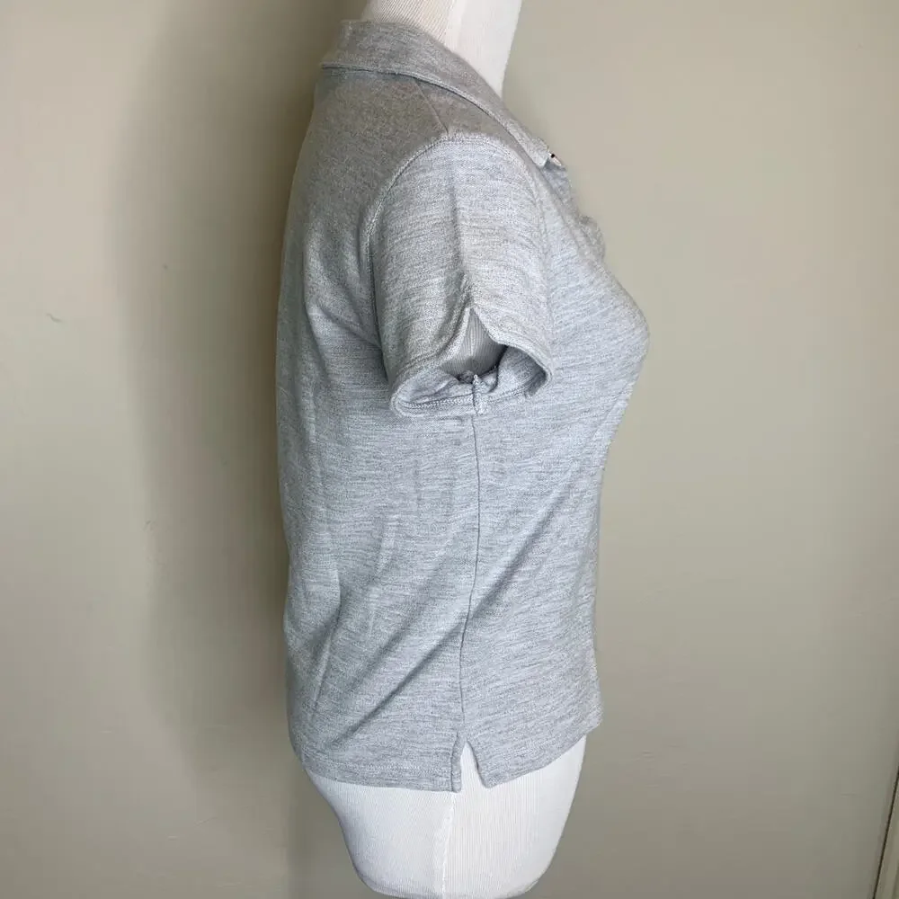 Nike Light Gray Cropped Polo Shirt Sz Medium